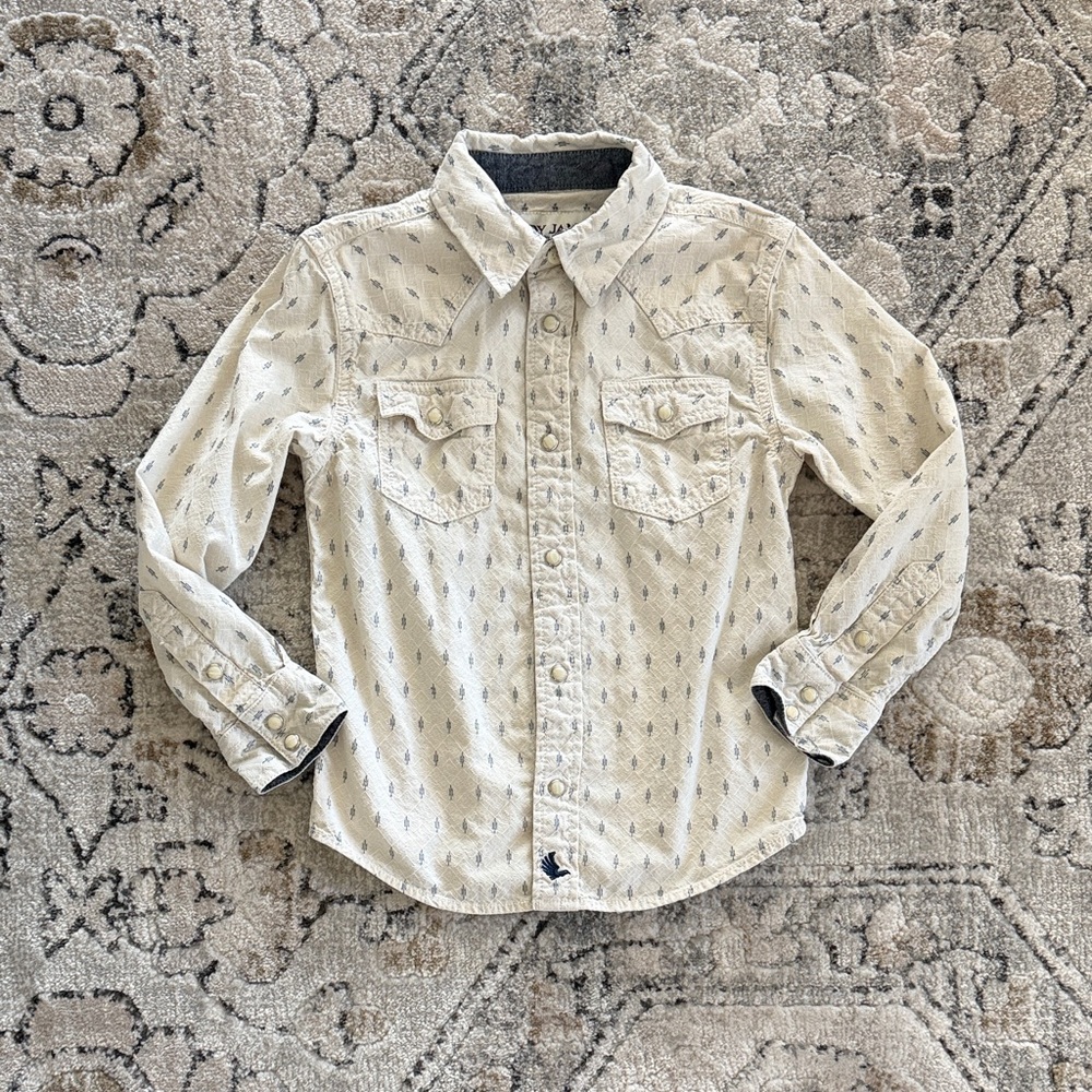 Boys Cody James 4T Western Cream Patterned Shirt w/Pearl Snaps